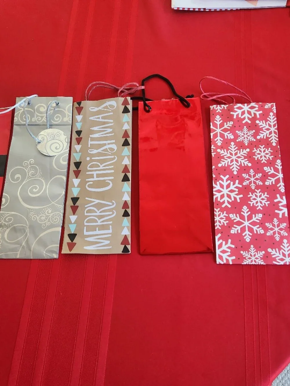 Holiday Red Gift Bags - Pack of Assorted Red Wine Gift Bags